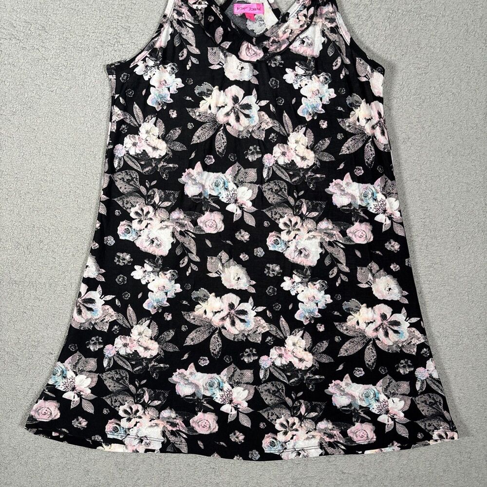 Betsey Johnson Floral Nighty Women’s Size S Black Purple Flowers Mini Night Cami - Picture 3 of 10